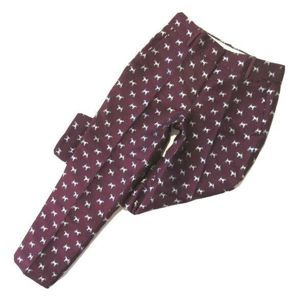NWT J.Crew Jacquard Cropped Pant in Terrier Critters Dog Embroidered Pants 2P - Picture 1 of 5
